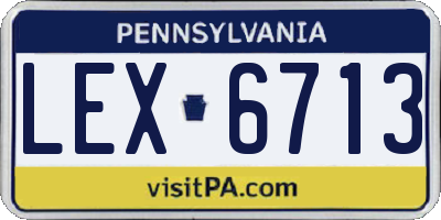 PA license plate LEX6713