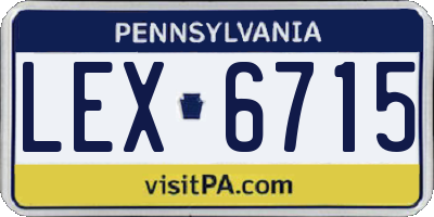 PA license plate LEX6715