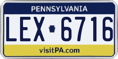 PA license plate LEX6716