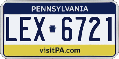 PA license plate LEX6721