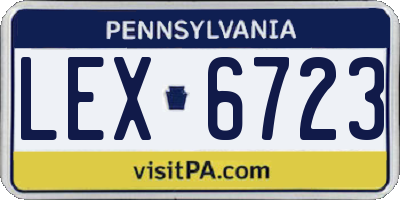 PA license plate LEX6723