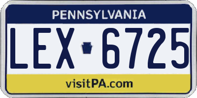 PA license plate LEX6725