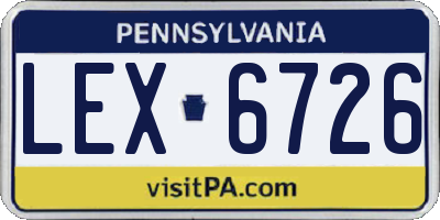 PA license plate LEX6726