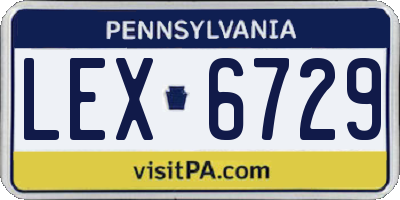 PA license plate LEX6729
