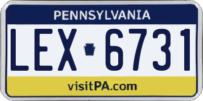 PA license plate LEX6731