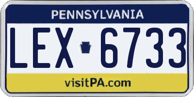 PA license plate LEX6733