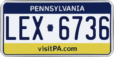 PA license plate LEX6736