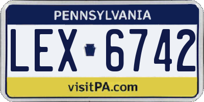 PA license plate LEX6742