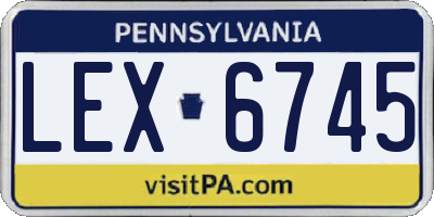 PA license plate LEX6745