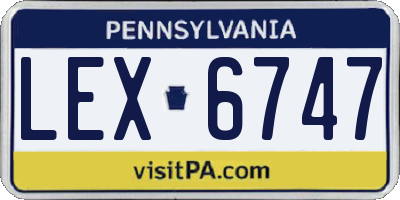 PA license plate LEX6747