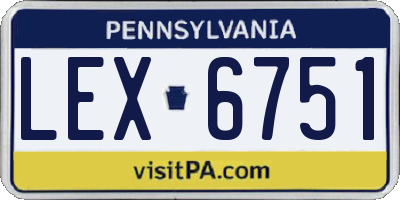 PA license plate LEX6751