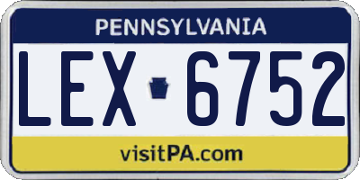PA license plate LEX6752