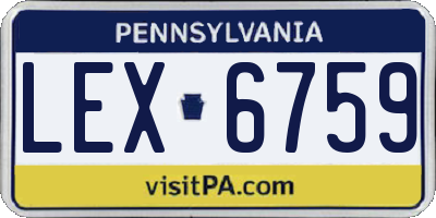 PA license plate LEX6759