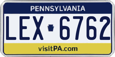 PA license plate LEX6762