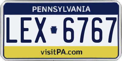 PA license plate LEX6767