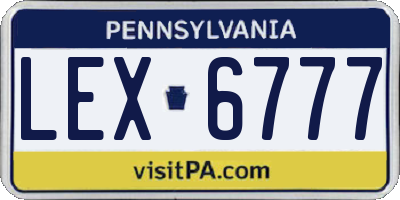 PA license plate LEX6777