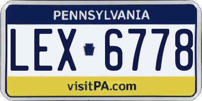 PA license plate LEX6778