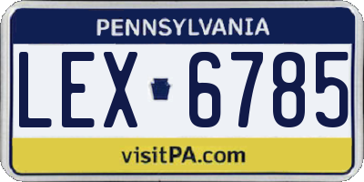 PA license plate LEX6785