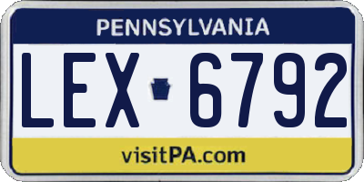 PA license plate LEX6792