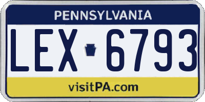 PA license plate LEX6793