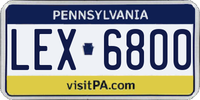 PA license plate LEX6800