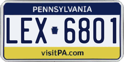 PA license plate LEX6801