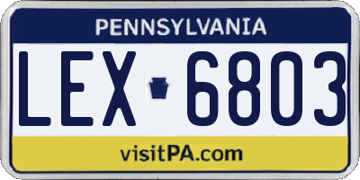 PA license plate LEX6803