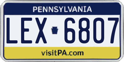 PA license plate LEX6807