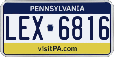 PA license plate LEX6816
