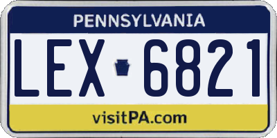 PA license plate LEX6821