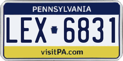 PA license plate LEX6831