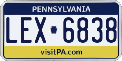 PA license plate LEX6838