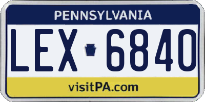 PA license plate LEX6840