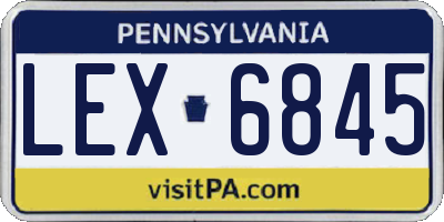 PA license plate LEX6845