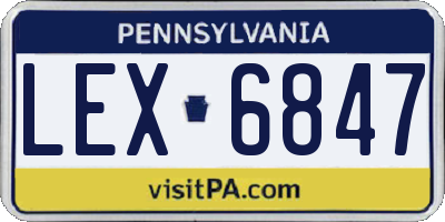 PA license plate LEX6847