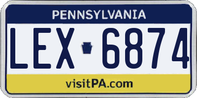 PA license plate LEX6874