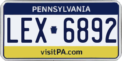 PA license plate LEX6892