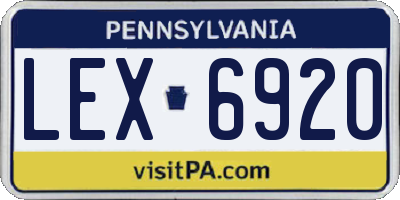 PA license plate LEX6920