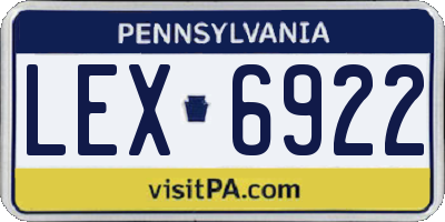 PA license plate LEX6922