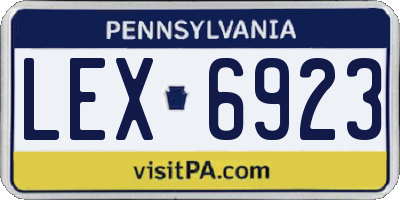 PA license plate LEX6923
