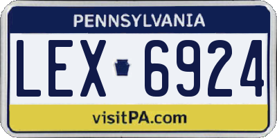 PA license plate LEX6924
