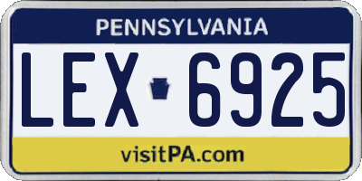 PA license plate LEX6925