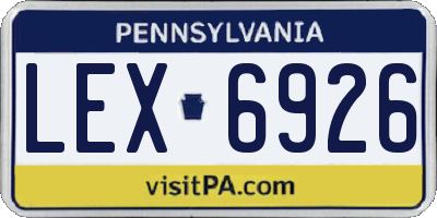 PA license plate LEX6926
