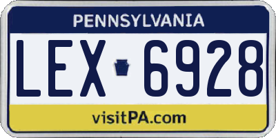 PA license plate LEX6928