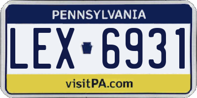 PA license plate LEX6931