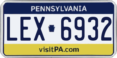 PA license plate LEX6932