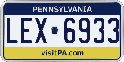 PA license plate LEX6933