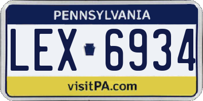 PA license plate LEX6934