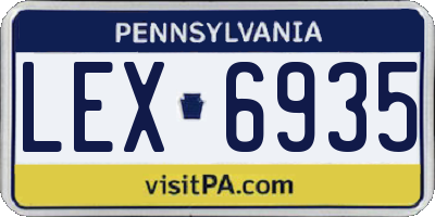 PA license plate LEX6935