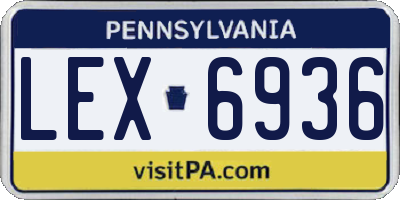 PA license plate LEX6936